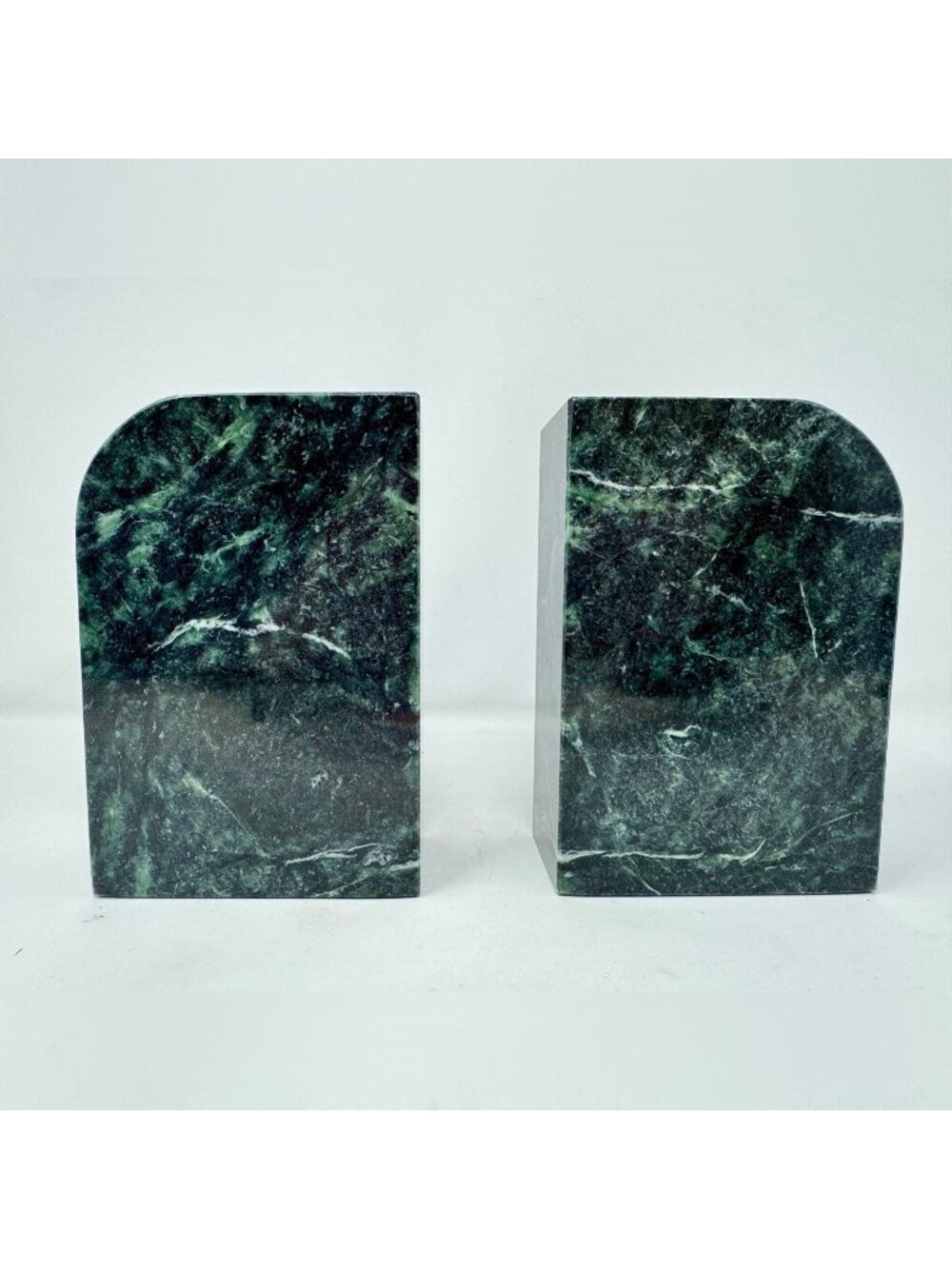 Vintage Solid Green Marble Bookends Pair